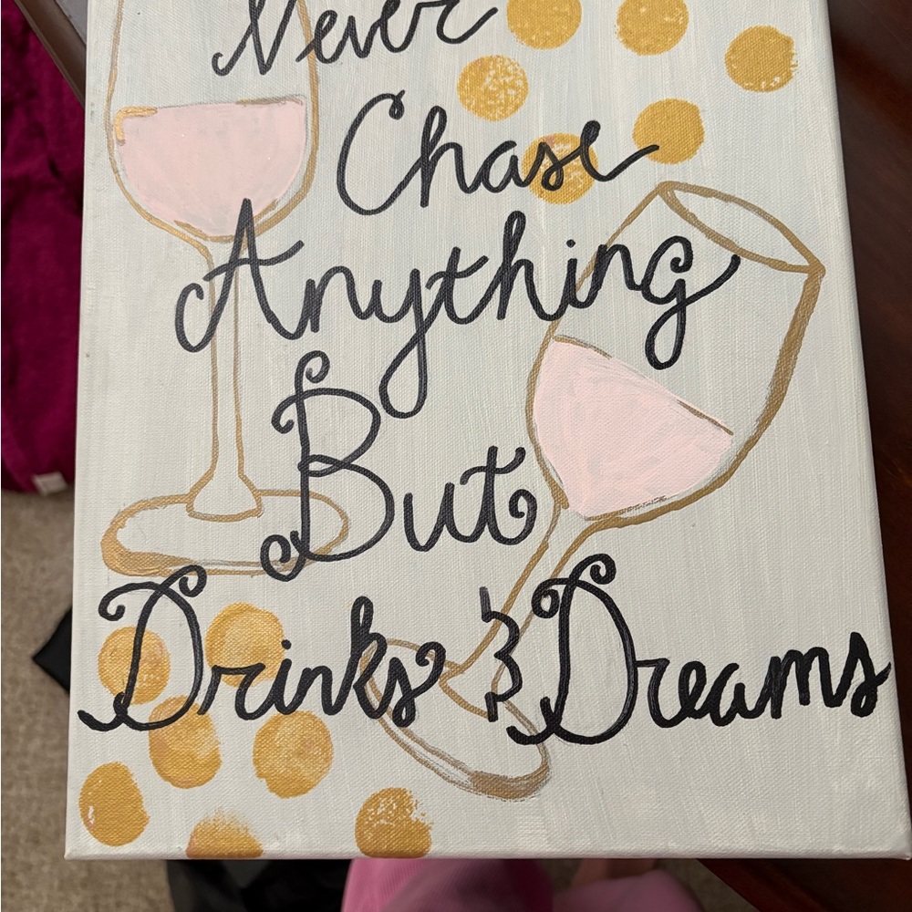 Canvas Art with Gold and Pink Accents